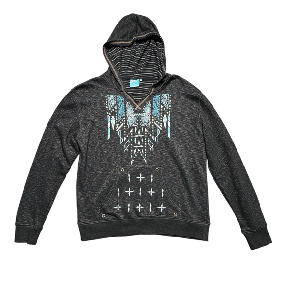 Cowgirl Hardware Embroidered Studded Hoodie Womens XL Western Charcoal Rodeo - Picture 1 of 13